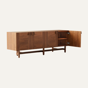 Buffet en noyer pour salon, meubles avec panneau en acier inoxydable et en bois pour la maison, l'hôtel, la cuisine, la chambre à coucher - Product Image 2