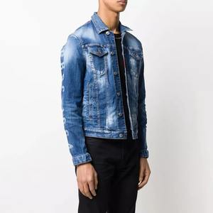 Chaqueta vaquera desgastada para hombre, ropa de manga larga, azul sucio, personalizada - Product Image 3