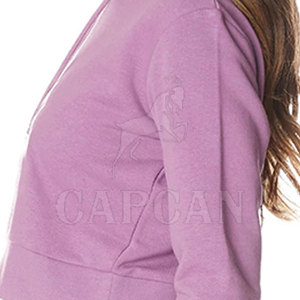 Sweats à capuche légers et courts pour femmes à la mode surdimensionnés à capuche tricotée d'hiver avec patchs personnalisés en dentelle sur le logo avant - Product Image 4