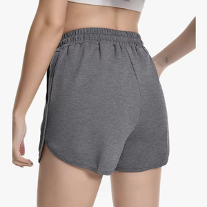 Shorts de sport décontractés pour femmes fabriqués au Bangladesh, ourlet arrondi, coton, shorts de détente, cordon de serrage, jersey, shorts de sport athlétiques - Product Image 1