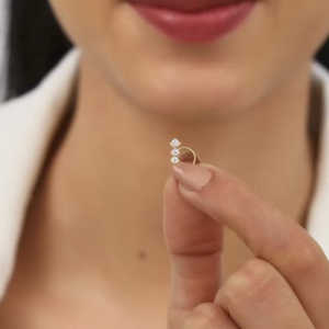 Véritable connexion laboratoire diamant nez broche 18K plaqué or bijoux de corps à la mode or Rose Piercing bijoux pour mariage ou cadeau - Product Image 6