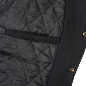 Men's Blue Varsity <b>Jacket</b> With <b>Black</b> PU Leather Sleeves Stand Collar Casual Baseball <b>Jacket</b> Autumn Wear - Product Image 5