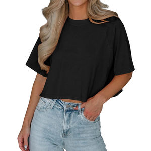 เสื้อครอปสำหรับผู้หญิงเสื้อครอปทำจากผ้าฝ้ายระบายอากาศได้ดี - Product Image 6