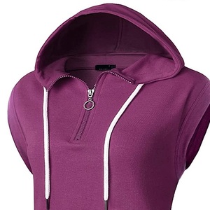 New Design Fashion Women's Hoodies Breathable Sleeveless Crop Top Pullover Slim Sleeveless Women Custom logo Hoodie <b>Purple</b> Dyed - Product Image 4