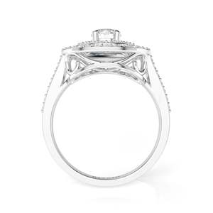 Anillo de compromiso de doble halo de diamante de corte redondo para ella - Product Image 4