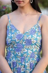 ชุดเดรสผ้าฝ้าย100% พิมพ์ลายดอกไม้สวยหรูชุดเดรสผ้าคอตตอนซักได้ยาวคลุมเข่าระบายอากาศได้ดีสำหรับใส่ในทุกโอกาส - Product Image 3