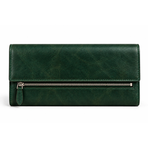 Portefeuille de voyage long unisexe en cuir véritable Coral Weavers avec fermeture éclair, motif pierre, organiseur 24x11x2.5cm - Product Image 1