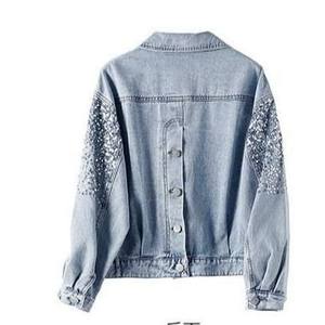 Veste en jean respirante pour homme, veste en jean noire avec un motif patchwork élégant - Product Image 6