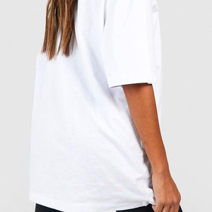 เสื้อยืดผู้หญิงคอตตอน 100% พิมพ์โลโก้ตามสั่ง ขายส่ง ทรงโอเวอร์ไซส์ ใส่สบาย สีขาว แขนสั้น คอกลม เรียบง่าย สไตล์สตรีทแวร์ - Product Image 3