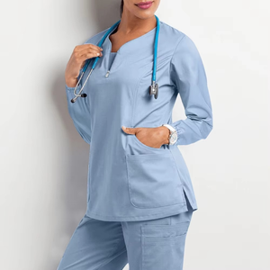 Nouveaux produits chauds tenues de soins de santé confortables uniformes d'infirmière de coupe classique hauts d'allaitement élégants ensembles d'uniformes d'allaitement - Product Image 4