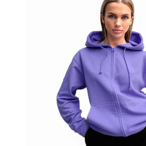 Sweat à capuche zippé en polaire pour femme avec logo frontal, coupe classique pour l'automne/hiver - Product Image 2