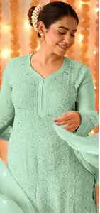 Indian Pakistani Georgette Salwar Kameez Estilos tradicionales con giro moderno Regular Women Girl Trending Clothing Best Selling - Product Image 4