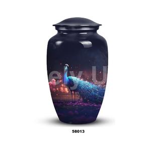 Vente chaude Aluminium Paon Oiseau Crémation Adulte Urne Pour Cendres Humaines Grande Urne Funéraire Avec Sac De Velours Gratuit - Product Image 2