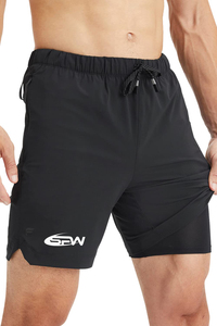 Pantalones cortos de gimnasio simples para hombre, estilo extraíble con cintura elástica y costuras planas, forro transpirable y bolsillos laterales para mayor comodidad durante - Product Image 3