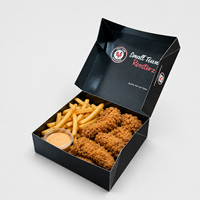 Boîte alimentaire en papier noir personnalisée certifiée FSC avec logo pour l'emballage à emporter de poulet frit et de frites