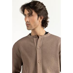 Suéter de Punto Combinado para Hombre, Corte Regular, con Capucha y Cierre de Cremallera, Color Beige, Ropa Casual para Invierno - Product Image 2