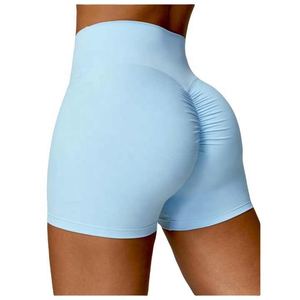 Conjunto de pantalones cortos de Yoga para deportes informales para mujer, conjunto de Yoga con estampado de cintura alta para secado de verano, conjunto de pantalones cortos sólidos - Product Image 2