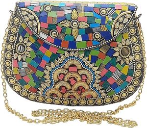 Mosaic Pattern Clutch Bag With Bohemian Fashion Touch Antique Mosaic Clutch Bag For Retro Fashion Lovers Mosaic Clutch Bag - Product Image 6