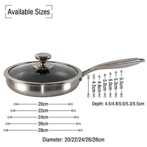 Poêle à frire multi-sections antiadhésive texturée nid d'abeille avec couvercle en verre, compatible induction, cuisson saine, acier inoxydable triple couche - Product Image 3
