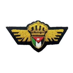 OEM di alta qualità fatto a mano Bullion Wire ricamato Wings personalizzato jordan Civil Airline Wing Airlines AA Pilot Wings Hat