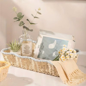Handwoven Scalloped <b>Storage</b> <b>Basket</b> Desktop Organizer Paper <b>Rope</b> Material <b>Storage</b> Decorative Tray For Home Decoration Living Room - Product Image 2