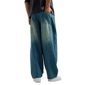 กางเกงยีนส์ทรงหลวมสำหรับผู้ชายกางเกงยีนส์ขาบานล้างขาแบบวินเทจมีโลโก้ออกแบบได้ตามต้องการ - Product Image 4