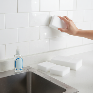 Esponja de limpieza de espuma de melamina ecológica de 6 piezas, almohadillas de limpieza blancas de alta densidad con absorción de agua del 500%-750% para cocina - Product Image 3