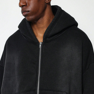 Custom Men's 100% Cotton Manufacturer Oversized Hoodies 100% High Quality Asidwash Vintage Streetwear Zip up Hoodie for Men - Product Image 3