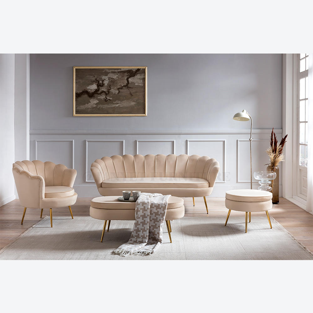 Wholesale Shell Velvet Seater Decorative Wedding Sofa for Bride and Groom