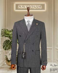 Costume pour hommes 80% laine 20% polyester coupe ajustée vêtements d'affaires formels pour le bureau et le mariage - Product Image 2