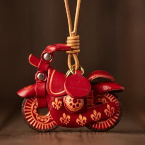 <span class=keywords><strong>LLavero</strong></span> de cuero rojo para motocicleta, <span class=keywords><strong>llavero</strong></span> hecho a mano de cuero genuino, elegante abalorio de motocicleta para bolsos o regalos - Product Image 5
