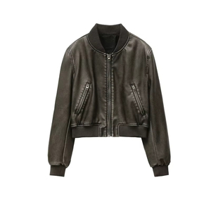 Chaqueta Bomber de Imitación de Cuero Vintage para Mujer, Estilo 2026, Nueva Moda para Hombre y Mujer, Ropa Deportiva de Alta Calidad para Exteriores - Product Image 5