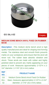 Medium Dome <b>Bench</b> GS06J-02 Anvil & Stakes-Hand <b>Tools</b> - Product Image 2