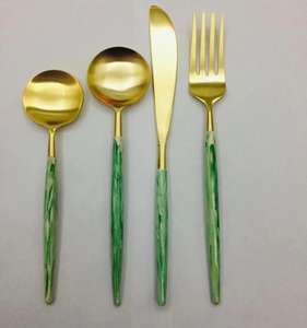 Design unique en acier plaqué or poignée couverts couverts ensemble pour ustensiles de fête de mariage fourchette couteau ensemble ustensiles de cuisine outils d'utilisation - Product Image 6