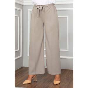 Pantalon Hijab Beige à Jambes Larges Style Garçon Long - Product Image 2