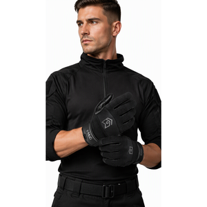 Gants de travail en cuir résistants aux coupures, compatibles écrans tactiles, légers, avec protection des phalanges, pour patrouille et recherche, gants tactiques noirs Réf. 8108B - Product Image 5