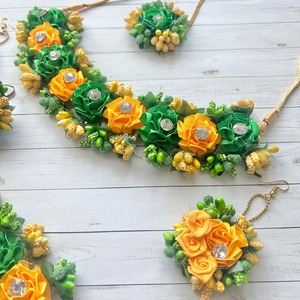 Ensemble de bijoux Mehndi pakistanais islamique pour mariée, floral, multi-couches, perles, tendance, fait à la main, collier, bague, boucles d'oreilles, Tikka - Product Image 3
