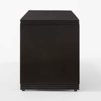Banc de rangement à chaussures en métal à profil bas Hendricks avec armoire et étagère ouverte, noir moderne, pour salon, entrée et entrepôt