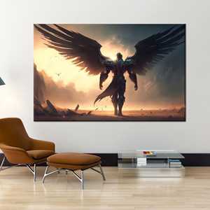 Cadeau sur toile « Elegant Warrior Angel » - Impression d'art moderne pour la décoration de la maison, 1P : encadré - Product Image 1