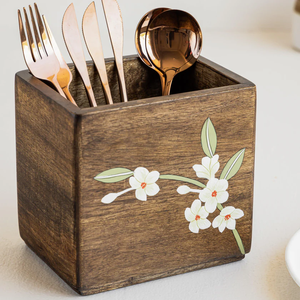 Premium Wooden Cutlery Holder for Dining <b>Table</b> Modern Style <b>Spoon</b> Knife and Fork Stand Organizer for Kitchen <b>spoon</b> stand - Product Image 3