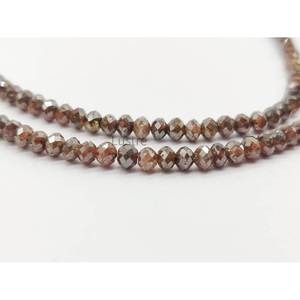 Colliers en diamants rouges champagne facettés de 3 mm de qualité AAA+, perles rondes, 100% diamants rouges naturels étincelants, cadeau d'anniversaire parfait - Product Image 2