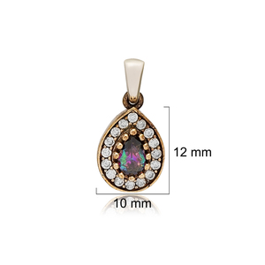 Colgante con forma de pera de topacio místico, CZ, piedra auténtica, abalorio turco hecho a mano, joyería de plata de ley 925 auténtica - Product Image 2