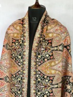 Châle en cachemire en velours de laine solide doré, moutarde, pour femmes, enveloppe d'hiver, broderie de fil, respirant, finition élégante