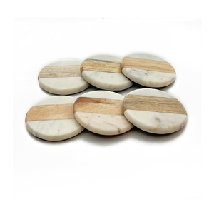 Posavasos de Madera Reutilizables Ecológicos Más Vendidos, Forma Cuadrada, Artesanía, Piedra Blanca, Madera de Acacia, Color Natural, Diseño Personalizado - Product Image 6