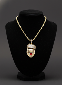 จี้เพชรทรงสี่เหลี่ยมเจียระไนแบบบริลเลียนท์ รูปหน้าสิงโต 3 มิติ ชุบทองบนเงินแท้ ประดับด้วยเคลือบเงา งานแฮนด์เมด สไตล์พังก์ ทันสมัย - Product Image 3