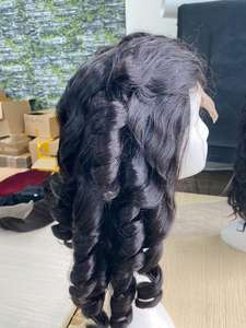 Peluca de cabello humano virgen sin procesar, pelo de color alineado con cutícula Virgen sin procesar, encaje ondulado transparente a precio de fábrica real - Product Image 3