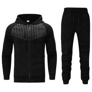 OEM personalizado Vintage sólido 100% algodón transpirable Zip-Up Regular lavado pesado chándal Unisex conjunto con capucha - Product Image 5