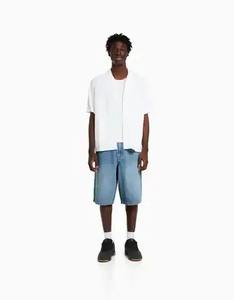 Personalizado de los hombres de la vendimia de la mitad de pantalones vaqueros pantalones cortos sueltos holgados de verano Streetwear Estilo sólido Casual Trabajo Jorts - Product Image 5