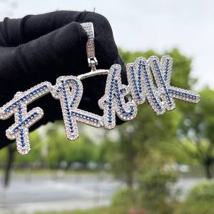 2021 nouveau élégant glacé Hip-hop Style hommes 14K plaqué or en acier inoxydable diamant pendentifs breloques en gros personnalisé Hip Hop - Product Image 3