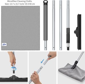 Balai en caoutchouc pour enlever les poils d'animaux MR.SIGA avec raclette intégrée, brosse 3 en 1 pour tapis, manche réglable de 61 pouces - Product Image 3